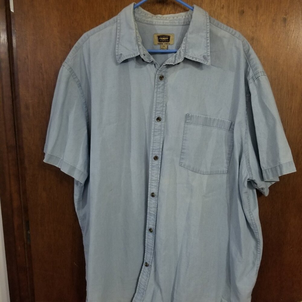 Foundry 3XL denim shirt, *currently* has 2 faint stains